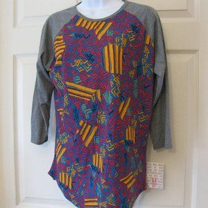 LuLaRoe Randy Top Medium NWT $35 Teal with Tribal Aztec Print